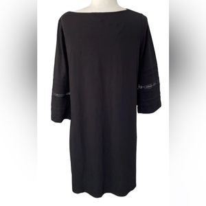 J Jill Black Stretch 3/4 Sleeve Shift Dress Size L